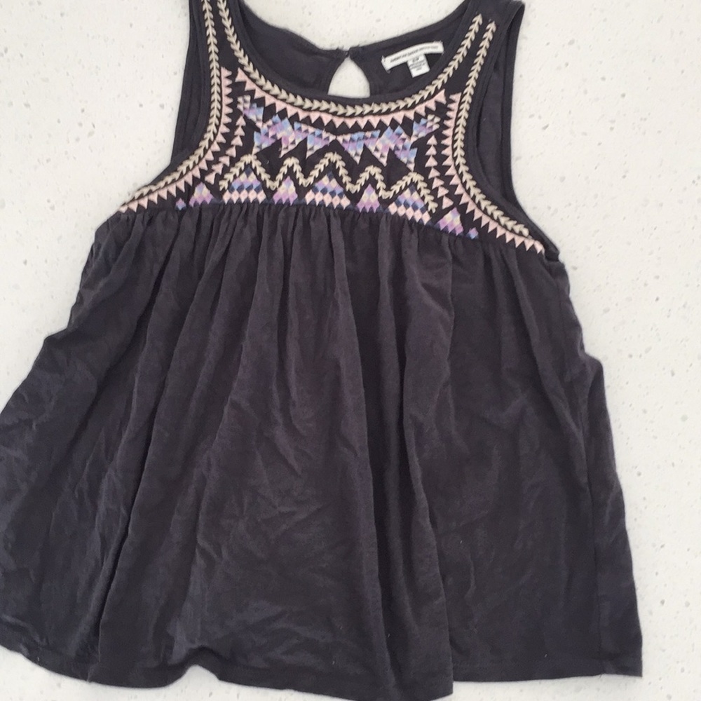 Free with purchase AMERICAN EAGLE embroidered tank open back S embellished tee